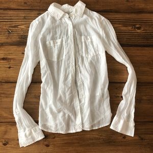 AE white sheer button down